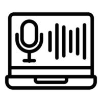 Laptop audio record icon, outline style vector