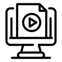 icono de grabación de video de computadora, estilo de contorno vector