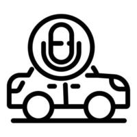 asistente de voz icono de coche sin conductor, estilo de contorno vector