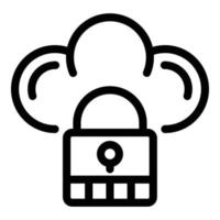 Locked data cloud icon, outline style vector