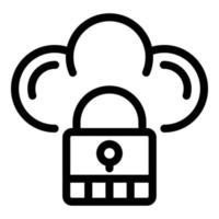 Locked data cloud icon, outline style vector