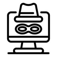 Incognito computer protection icon, outline style vector