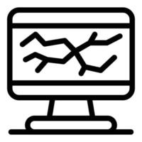 Cracked computer monitor icon, outline style vector