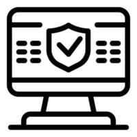 Secured computer icon, outline style vector