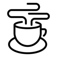 icono de taza de té caliente por la mañana, estilo de contorno vector