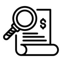 Dollar magnifier report icon, outline style vector
