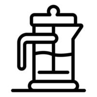 icono de prensa de té, estilo de contorno vector