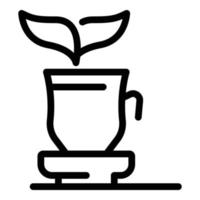 Hot cup leaf tea icon, outline style vector