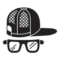 Baseball cap glasses icon, simple style vector
