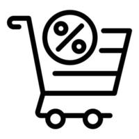 icono del carrito de la tienda de venta por ciento, estilo de esquema vector