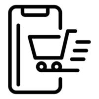 icono de compras rápidas de teléfonos inteligentes, estilo de contorno vector