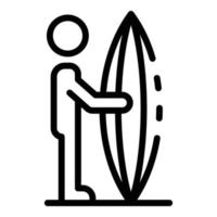 icono de tabla de surf de hombre, estilo de esquema vector