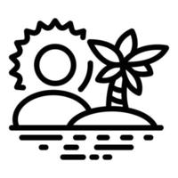 icono de isla de palmeras, estilo de esquema vector