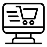 icono de compras en línea, estilo de esquema vector