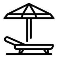 icono de silla de sombrilla de playa, estilo de esquema vector