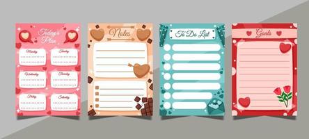 Journal Template Valentine Table Pages vector