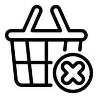 Shop basket restriction icon, outline style vector