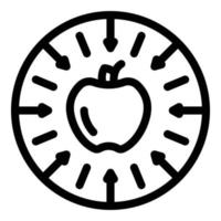 icono de gravedad de manzana, estilo de esquema vector