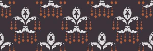 bordado escandinavo de damasco ikat, patrón sin costuras ikat tribal azteca, motivo vectorial textil digital diseño asiático arte antiguo para estampados tela saree mughal franjas textura kurti kurtis kurtas vector