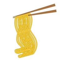 fideos de comida asiática con palillos levantan fideos. ilustración vectorial vector