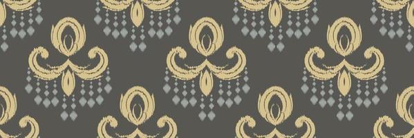 bordado escandinavo de damasco ikat, fondo tribal de patrones sin fisuras ikat, diseño asiático textil digital diseño asiático arte antiguo para estampados tela saree mughal franjas textura kurti kurtis kurtas vector