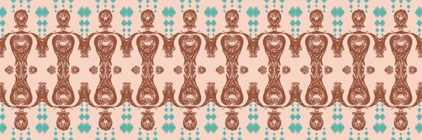 étnico ikat triángulo batik textil de patrones sin fisuras diseño vectorial digital para imprimir sari kurti borneo borde de tela símbolos de pincel muestras de algodón vector