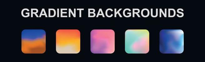 Set of 5 different gradient texture backgrounds - Vector