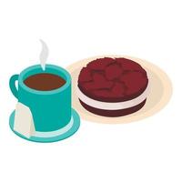 Chocolate breakfast icon, isometric style vector