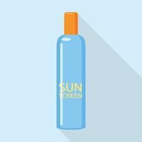 Sunscreen blue bottle icon, flat style vector