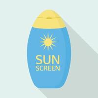 Sunscreen bottle icon, flat style vector