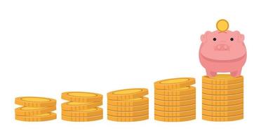 Pig on Stack of Gold Coins vector