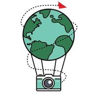 Travel the world balloon camera vector