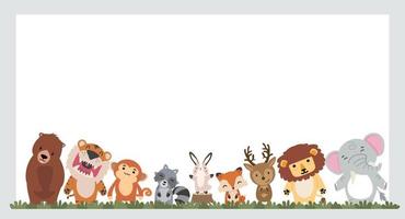 Set of Forest Animals flat background vector