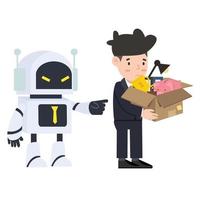 businessman Replacement of job by robot vector