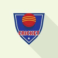 logotipo de pelota de cricket rojo, estilo plano vector