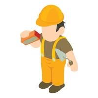 Bricklayer icon, isometric style vector