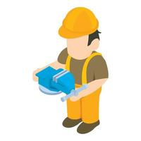 Machine operator icon, isometric style vector