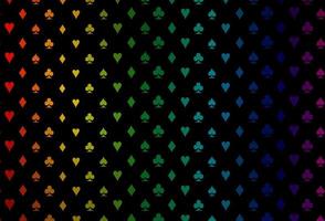 Dark multicolor, rainbow vector texture with playing cards.