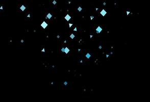 Dark blue vector background with triangles, circles, cubes.