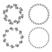 Illustration of collection of assorted circle shaped black frames made of plants on white isolated background vector