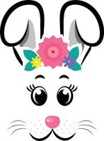 rabbit masks with gray ears and flowers vector