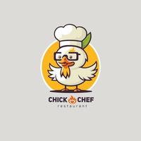 fried chicken chef mascot logo for food restaurant concept vector