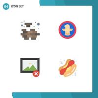 Group of 4 Flat Icons Signs and Symbols for logic image solving celebration hot dog Editable Vector Design Elements