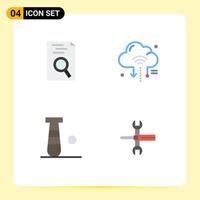 Editable Vector Line Pack of 4 Simple Flat Icons of hr bat internet cloud sport Editable Vector Design Elements