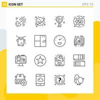 Collection of 16 Universal Line Icons Icon Set for Web and Mobile Creative Black Icon vector background