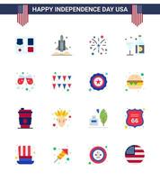 feliz día de la independencia paquete de estados unidos de 16 pisos creativos de vidrio americano estados unidos vino estados unidos elementos de diseño vectorial editables del día de estados unidos vector