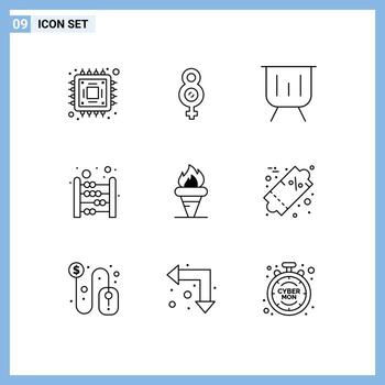 9 Outline concept for Websites Mobile and Apps greece flame graphic mathematics calculating Editable Vector Design Elements