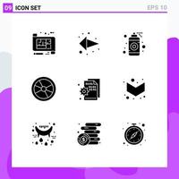 9 Creative Icons Modern Signs and Symbols of laboratory danger left arrow chemistry spray Editable Vector Design Elements