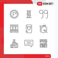 Outline Pack of 9 Universal Symbols of file database india data quotes Editable Vector Design Elements