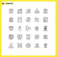 Pack of 25 Modern Lines Signs and Symbols for Web Print Media such as value tractor premium rural farm Editable Vector Design Elements